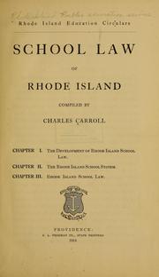 Front cover of School law of Rhode Island by Charles Carroll