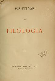 Front cover of Scritti vari di filologia by Unknown