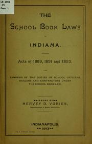 Front cover of The school book laws of Indiana, including acts of 1889, 1891 and 1893 by Indiana