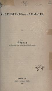 Cover of Shakespeare-Grammatik by Wilhelm Franz