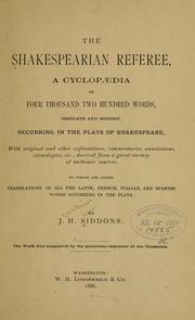 Cover of The Shakespearian referee by Joachim Heyward Siddons