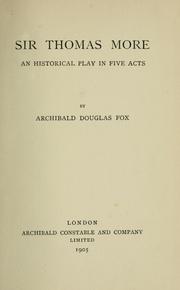 Cover of Sir Thomas More by Archibald Douglas Fox