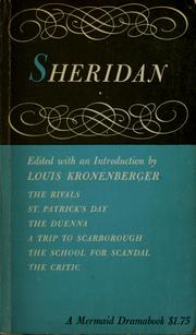 Cover of Six plays by Richard Brinsley Sheridan