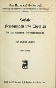 Front cover of Soziale Bewegungen und Theorien bis zur modernen Arbeiterbewegung by Gustav Maier