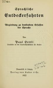 Front cover of Sprachliche Entdeckerfahrten by Paul Oettli
