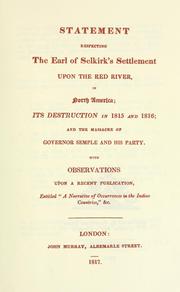 Cover of Statement respecting the Earl of Selkirk's settlement upon the Red River, in North America by Halkett, John