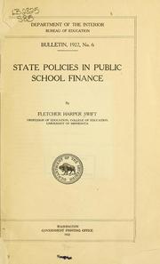 Cover of State policies in public school finance by Fletcher Harper Swift