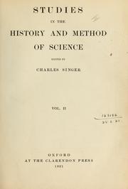Front cover of Studies in the history and method of science by Charles Joseph Singer