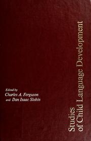 Front cover of Studies of child language development by Charles Albert Ferguson
