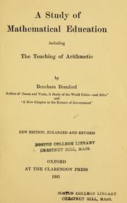 Front cover of A study of mathematical education including the teaching of arithmetic by Benchara Branford