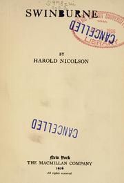 Cover of Swinburne by Harold Nicolson