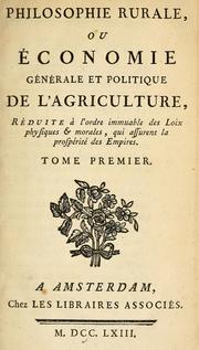 Cover of Philosophie rurale by Victor de Riquetti marquis de Mirabeau