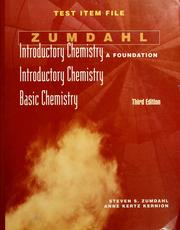 Front cover of Test item file for Introductory chemistry a foundation, Introductory chemistry, Basic Chemistry by Steven S. Zumdahl