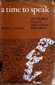 Cover of A time to speak by Herbert C. Kelman
