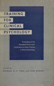 Front cover of Training for clinical psychology by Michael H P. Finn
