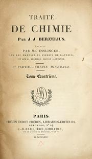 Cover of Traité de chimie par J.J. Berzelius by Jöns Jacob Berzelius