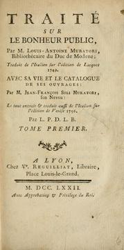Cover of Traité sur le bonheur public by Lodovico Antonio Muratori