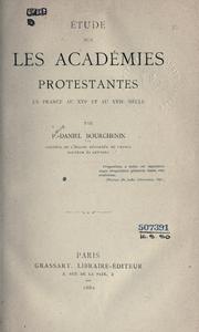 Front cover of Étude sur les académies protestantes en France au XVIe et au XVIIe siècle by Pierre Daniel Bourchenin