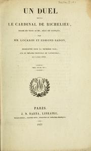 Cover of Un duel sous le cardinal de Richelieu by Lockroy M.