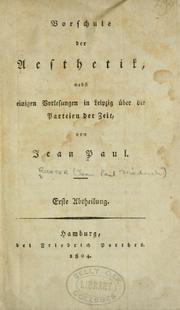 Cover of Vorschule der Aesthetik by Jean Paul