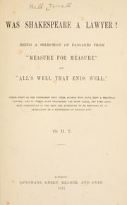 Cover of Was Shakespeare a lawyer? by Hull Terrell