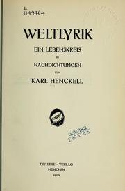 Cover of Weltlyrik by Karl Friedrich Henckell