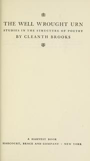 Front cover of The well wrought urn by Cleanth Brooks