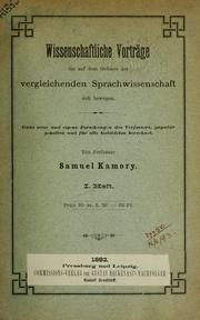 Front cover of Wissenschaftliche Vorträge die auf dem Gebiete der vergleichenden Sprachwissenschaft by Samuel Kámory