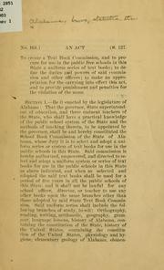 Front cover of An act to create a Text book commission by Alabama