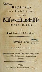 Front cover of Beyträge zur Berichtigung bisheriger Missverständnisse der Philosophen by Karl Leonhard Reinhold