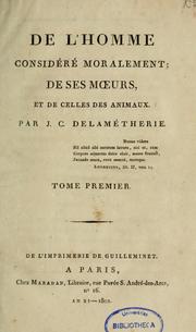 Cover of De l'homme considéré moralement by Jean-Claude de La Métherie