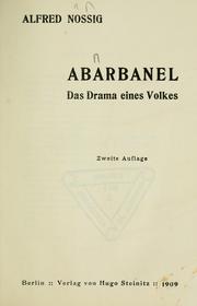 Cover of Abarbanel by Alfred Nossig