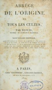 Cover of Abrégé de l'origine de tous les cultures by Charles François Dupuis