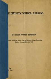 Cover of The Divinity school address by Ralph Waldo Emerson