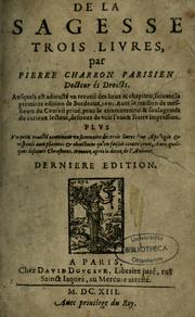 Cover of De la sagesse by Pierre Charron