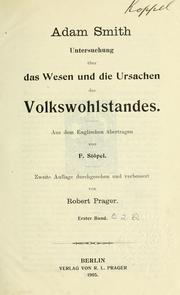Front cover of Untersuchung über das Wesen und die Ursachen des Volkswohlstandes by Adam Smith