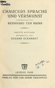 Cover of Chaucers Sprache und Verskunst dargestellt von Bernhard ten Brink by Bernhard Aegidius Konrad ten Brink