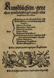 Front cover of Kunstbüchlin, gerechten gründtlichen Gebrauchs aller kunstbaren Werckleut by Unknown