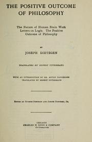 Cover of The positive outcome of philosophy by Joseph Dietzgen