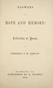 Front cover of Flowers of hope and memory by Cornelia J. M. Jordan