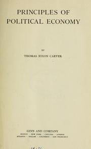 Cover of Principles of political economy by Thomas Nixon Carver
