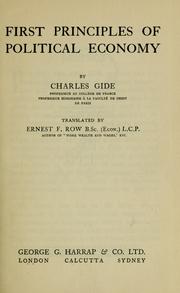 Front cover of First principles of political economy by Charles Gide