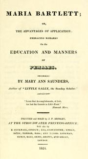 Front cover of Maria Bartlett, or, The advantages of application by Mary Ann Saunders