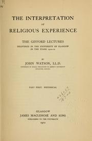 Cover of The interpretation of religious experience by John Watson