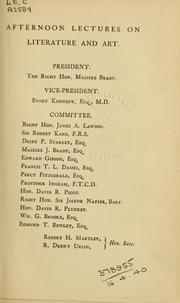 Front cover of Afternoon lectures on literature and art by Unknown