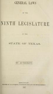 Front cover of General laws of the ninth Legislature of the state of Texas by Texas