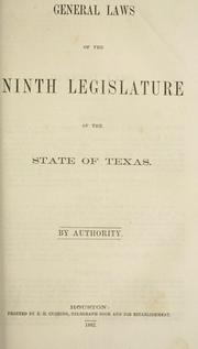Front cover of Laws of the eighth Legislature of the State of Texas, extra session by Texas