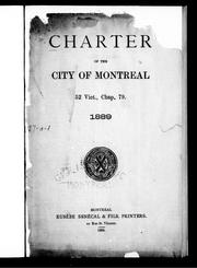 Front cover of Charter of the City of Montreal, 52 Vict., Chap. 79, 1889 by Montréal (Quebec)