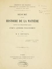 Cover of Résumé d'une histoire de la matière depuis les philosophes grècs jusqu'a Lavoisier inclusivement by M. E. Chevreul