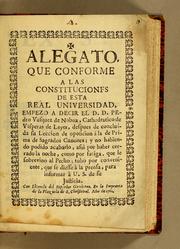 Front cover of Alegato, que conforme a las constituciones de esta Real Universidad by Pedro Vásquez de Novoa